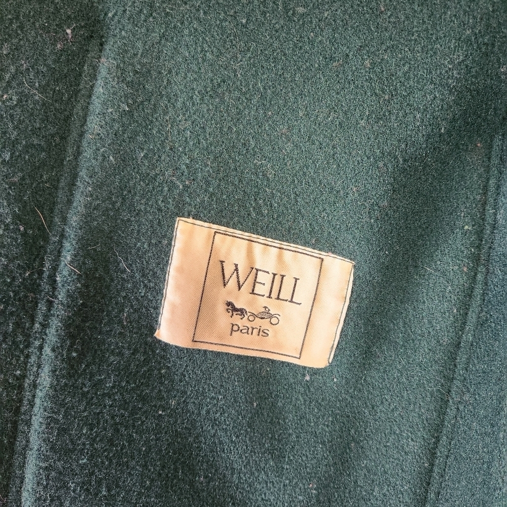 Vintage Weill Paris 1980s Green Winter Jacket Coat Womens Size Large Classic - Picture 9 of 12